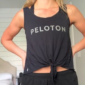 Black Peloton Tank with Tie at Waist